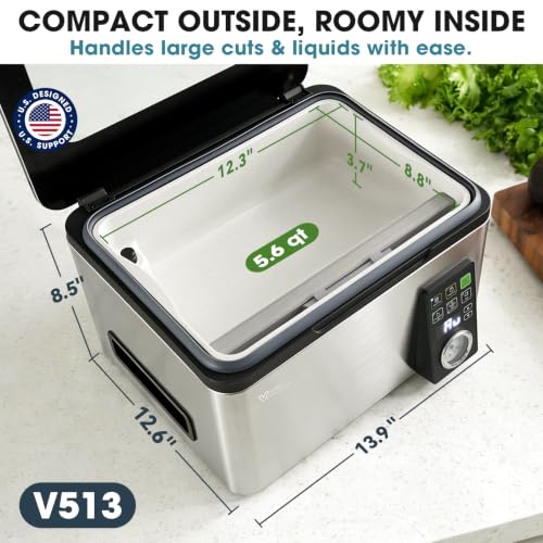 Image of Vesta Precision 12 inch Chamber Vacuum Sealer, Smart Auto Vacuum Time, Easy-to-Clean System, Commercial-Grade Pump, Deep Chamber for Liquids, Meats, Mason Jars & Sous Vide, V513