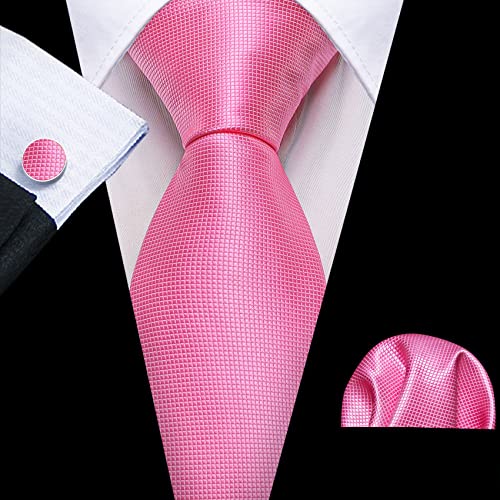 Image of Barry.Wang Plain Men Silk Ties Extra Long Satin Necktie for Wedding Business Handkerchief Cufflinks Set Solid Colors