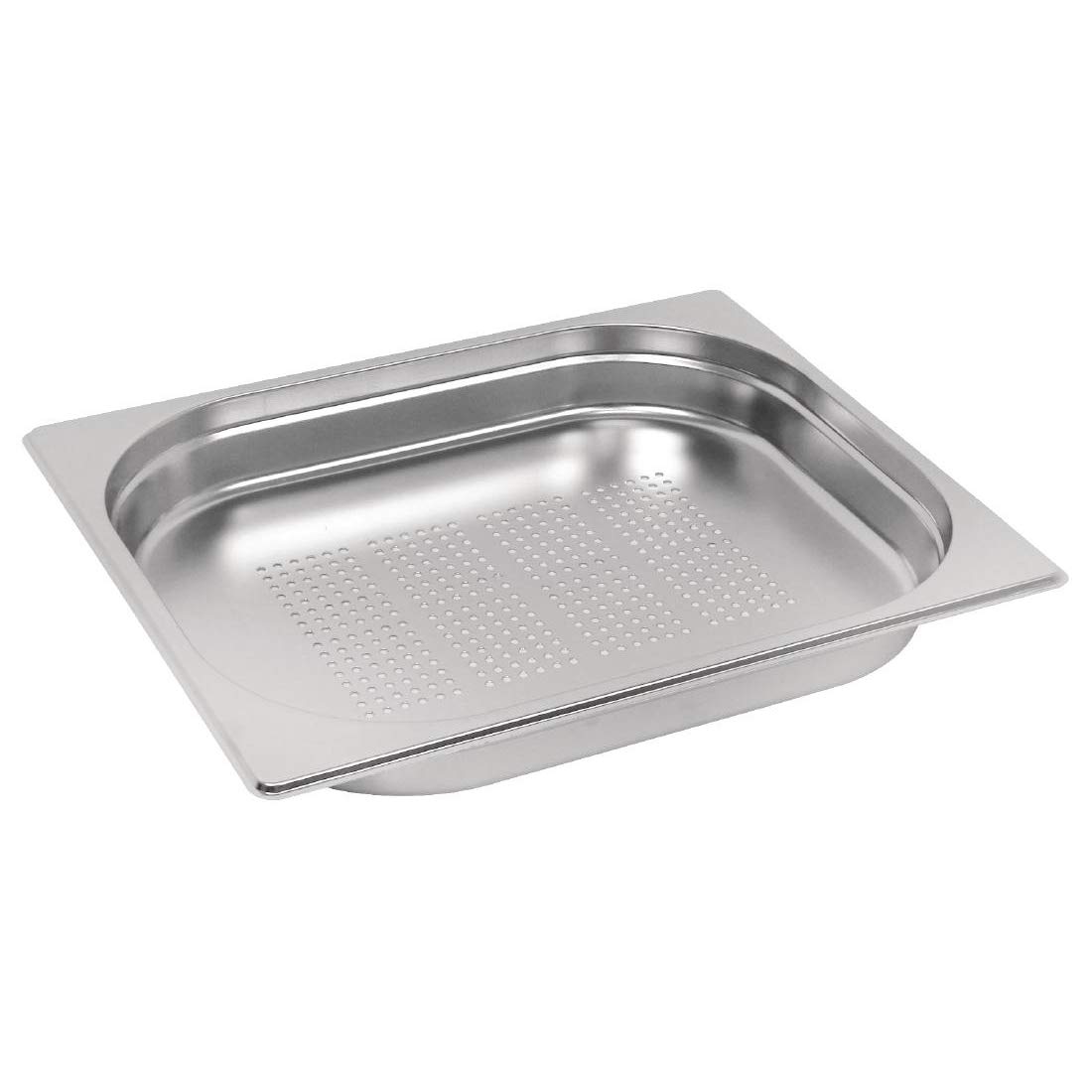 Vogue Stainless Steel Perforated 1/2 Gastronorm Tray 40mm - Draining Tray for Steam Cooking, Reheating, Chilling E698