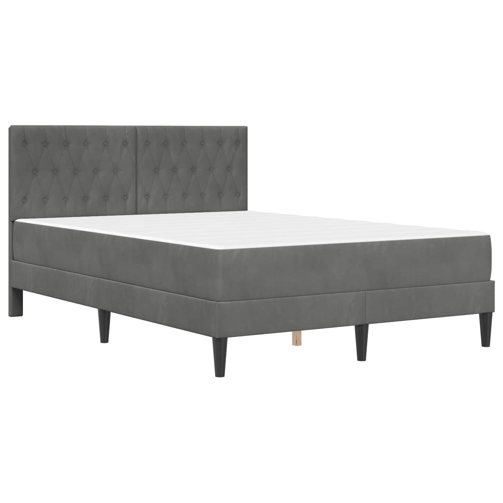Rama łóżka z materacem, ciemnoszara, z aksamitu, 120 x 190 cm, ze stelażem, ergonomiczna, oddychająca, rdzeń ze sprężyn kieszeniowych, pianka memory, do sypialni i łóżka dla gości