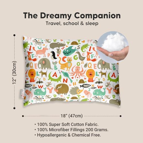 Image of Personalized Pillow for Kids a€ inch Custom Name, Super Soft Cotton Kids Cushion for Infants & Toddlers, 1 Month to 5 Year Olds, Adorable Prints