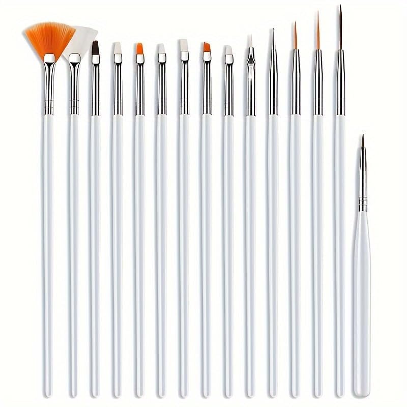 15pcs Acrylic Nail Art Design Painting Tool Pen Polish White Nail Brush Set-image-41