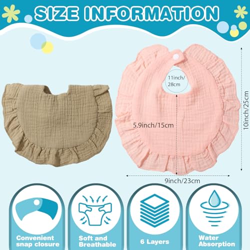 Frienda 10 Pcs Muslin Baby Bibs Cotton Bandana Drool Bib Baby Burp Cloths Drool Teething Bibs for Newborn Baby Girl Boy (Light Color)2