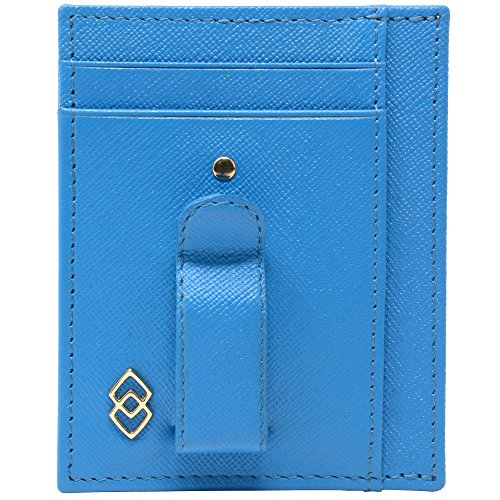 Alpine Swiss Double Diamond Mens RFID Money Clip Front Pocket Wallet Crosshatch Aqua4