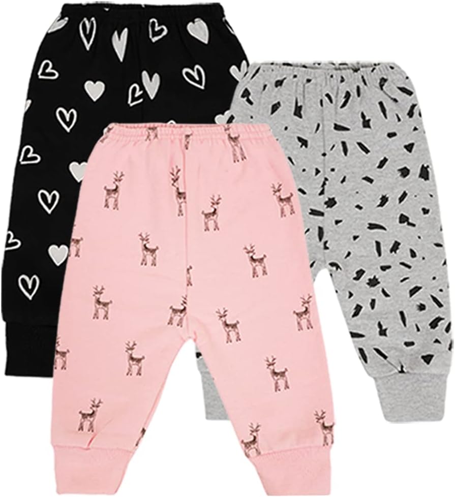 CLAPBaby Warm Printed Winter Pants Kids Fleece Pajamas Lower Set of 3