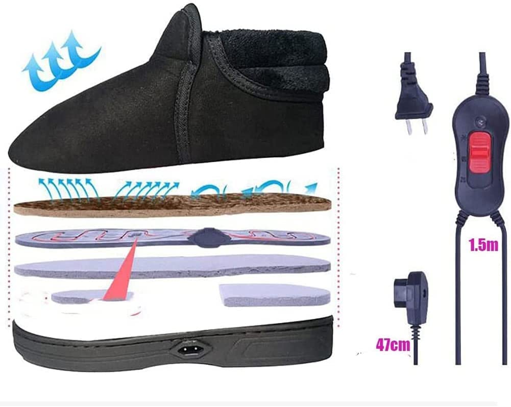 Calentador de pies eléctrico, pantuflas con calefacción for mujeres, calentadores de pies con calefacción, pantuflas de invierno de felpa suave for hombres y mujeres, pantuflas eléctricas for calentar