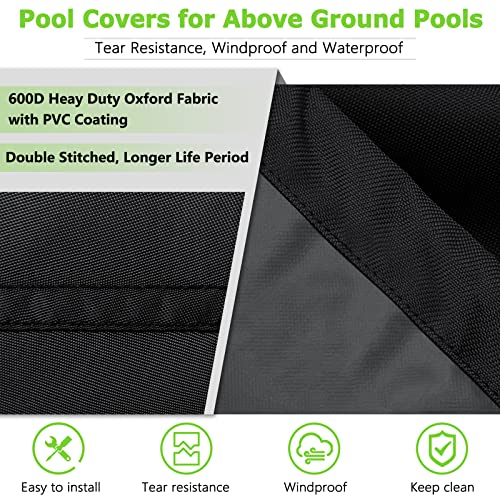 10 Ft Round Pool Cover, Solar Covers For Above Ground Pools, Swimming Pool Cover Protector With Tie-Down Ropes & Sandbag Increase Stability, Inground Pool Cover, Waterproof Dustproof Hot Tub Cover #TOP2