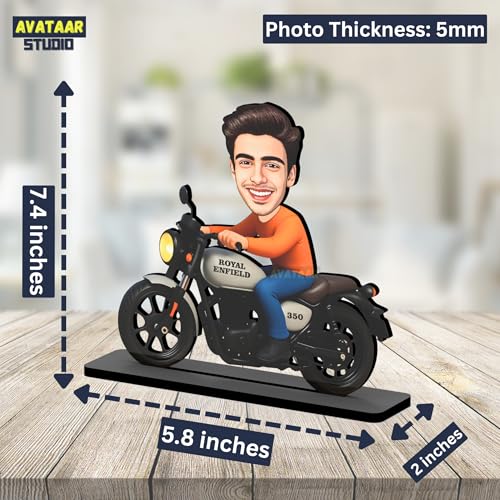 Image of Personalized Motorcycle Rider Caricature Gift Custom Photo Stand Birthday Gift for Husband Boyfriend Friend Unique Biker Cartoon Photo Frame (Motorcycle Rider-3)