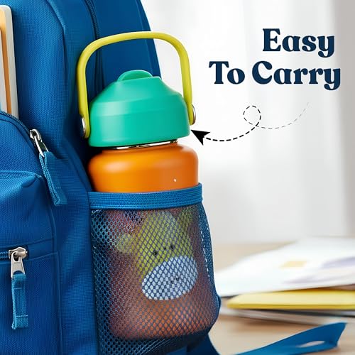Image of rabitat Steel Play 3.0 Water Bottle for School Kids 450ml, 1+1 Year Brand Warranty | Steel Water Bottle | Steel Bottles | BPA-Free Leak-Proof, Flip-Lock Sipper, EasyCarry Handle Little Boss