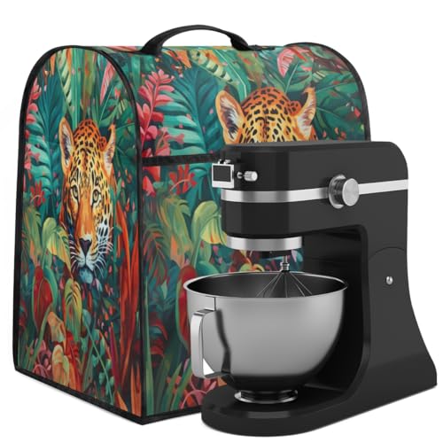 Coffee Maker Cover Tropical Leaf Leopard Kitchen Appliance Covers Small Appliance Covers Blender Cover Juicer Cover Dust Covers for Kitchen Appliances with Top Handle and Pockets,Washable,C800