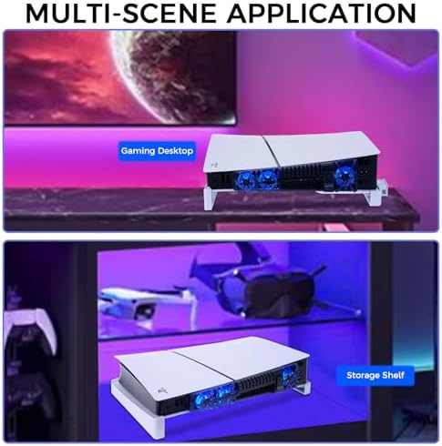 Grathia Horizontal Stand with Slient Cooling Fan for PS5 Slim Console, Compatible with Playstation 5 Slim Disc & Digital Editions, Built-in RGB LED Light, Extra USB 3.0 Port 8 51yMIF9LeNL. AC