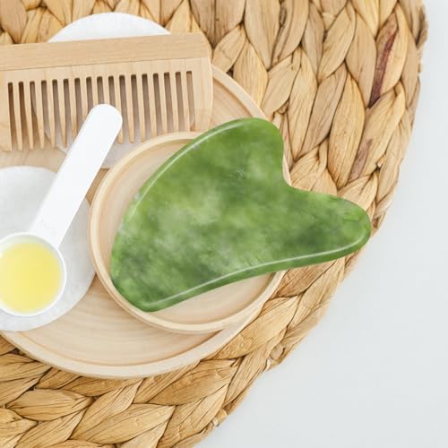 Image of 2 PCS Jade Stone Gua Sha Massage Tool Set Body GuaSha Tool with Handle Muscle Scraping Massage Tools Facial Anti Cellulite Spa Acupuncture Tools for Massage, Lymphatic Drainage Valentine's Day Gifts
