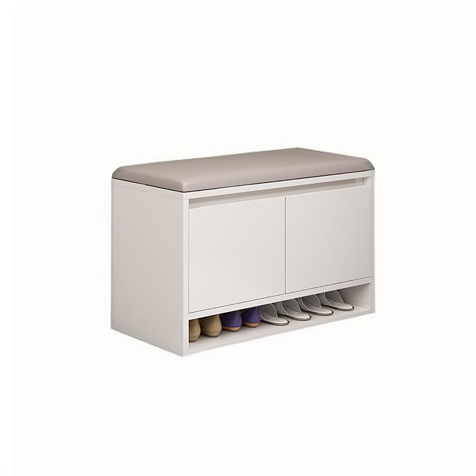 Banc de rangement rembourré blanc 60cm avec accoudoirs pour bout de lit et salon