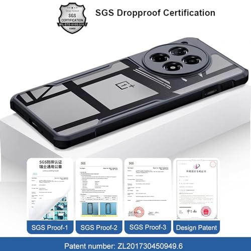 Image of for Oneplus 12R Case,Ultra-Thin Lightweight Cover Soft TPU Bumper + Acrylic Back Military Grade Airbags Shookproof Drop Protection, Black