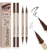 Boobeen 2pcs Liquid Eyeliner,Dual-Ended Eye Liner with Thick Tip and Precise Brush Tip,Waterproof...