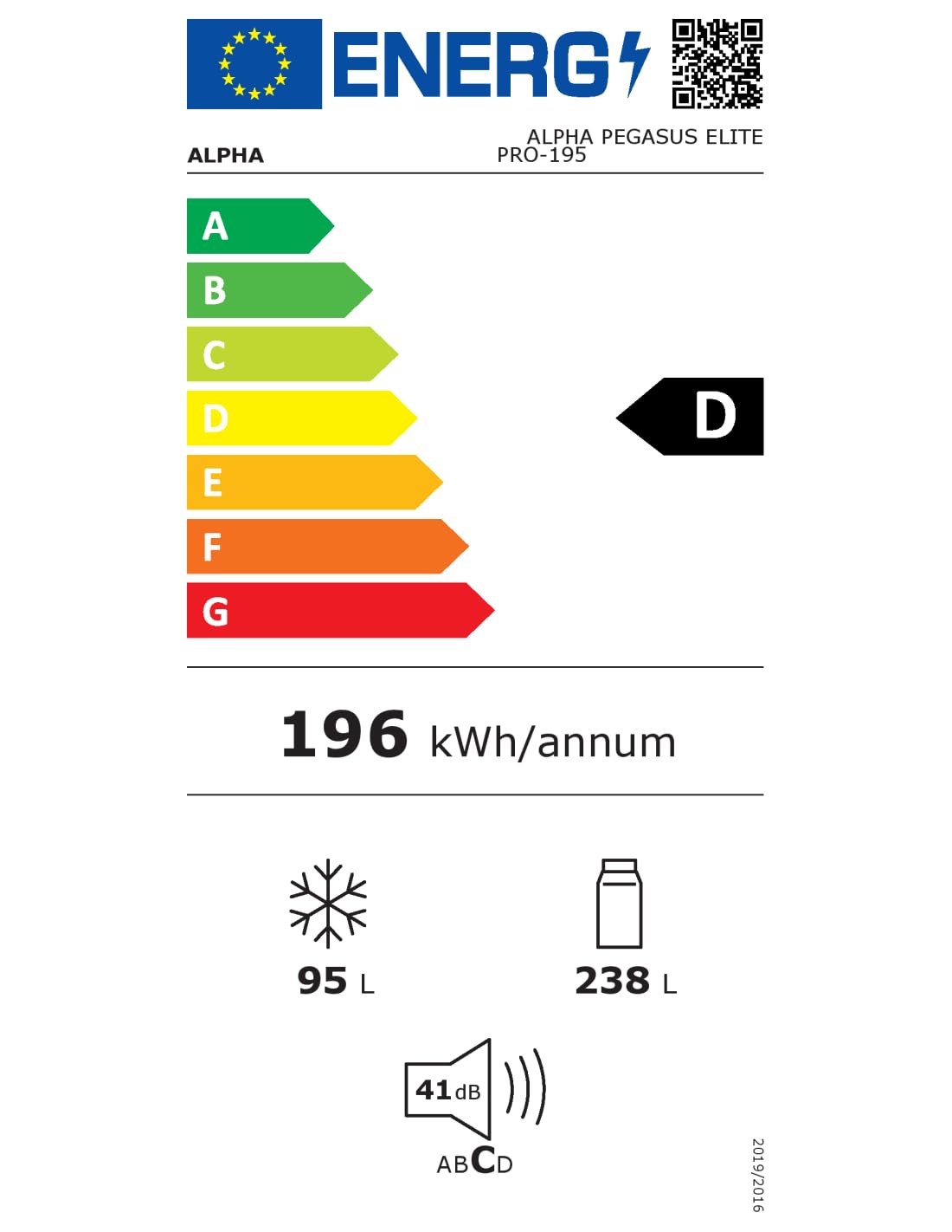 ALPHA Frigorífico Combi Pegasus Elite Pro-195 Cristal Negro, No Frost. | No Frost
