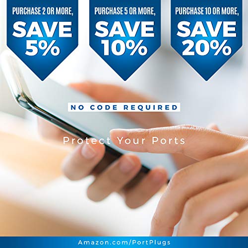 PortPlugs USB C Dust Plugs (5 Pairs) - Compatible Samsung s10, s9, s8 Note, Pixel, One Plus, Any Type C Port - Includes Headphone Jack Plugs, SIM Tool (Black)