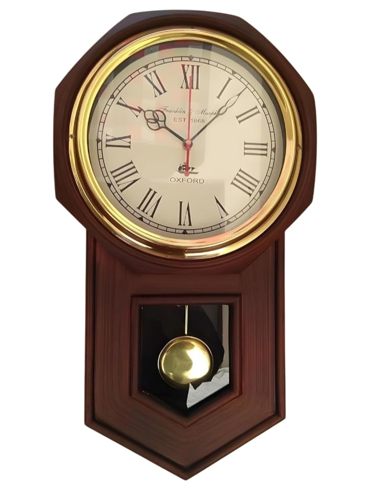 Clock Handicraft Wall Clock Wooden Pendulum Brass Antique Analog Large Pendulum Wall Clock for Living Home Decorative-image-13
