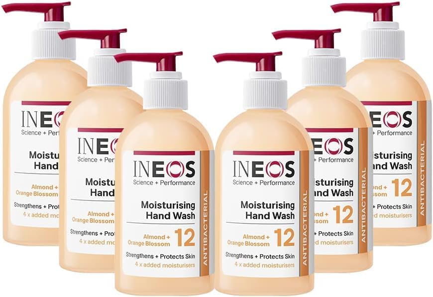INEOS - Liquid Hand Soap - Moisturising - Handwash with Almond & Orange Blossom - 6 Bottles - 250ml, Packaging May Vary