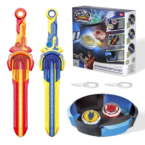 INFINITY NADO Toupies Battle Arena Set 2PCS, toupie Jouets avec Lanceur d'épée pour Enfant 5 6 7...