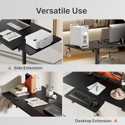 Image of PEGZONE Desk Extender Tray, 28 inch x 12 inch, with Laptop Holder, Large, Black | Desk Extension, Clamp on Desk Shelf, Clamp On Keyboard Tray for Office and Home, Workstation Organizer