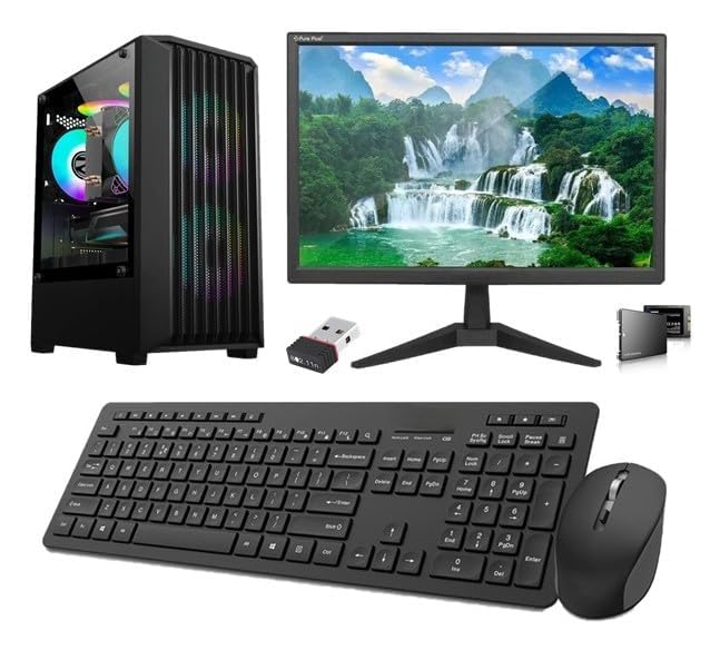 All-in-One Desktop Pc Set, i7 4th Gen, 8 GB RAM, 128 GB SSD, 19" HD LED Monitor, Wireless Keyboard & Mouse, WiFi, Windows 10, MS Office (8-128GB)