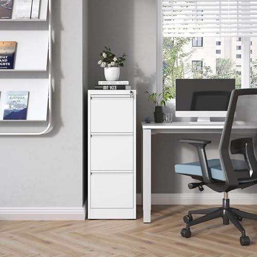 Image of 3 Drawer File Cabinet with Lock,Metal File Cabinet for Home Office