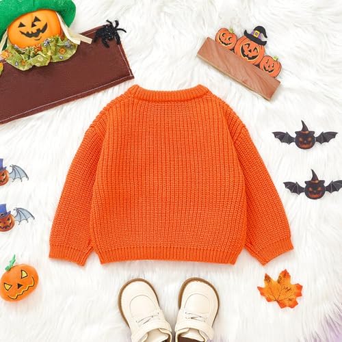 Baby Boy Girl Halloween Sweaters Pumpkin Boo Embroidery Knitted Sweater Toddler Long Sleeve Pullover Tops Fall Winter Clothes4
