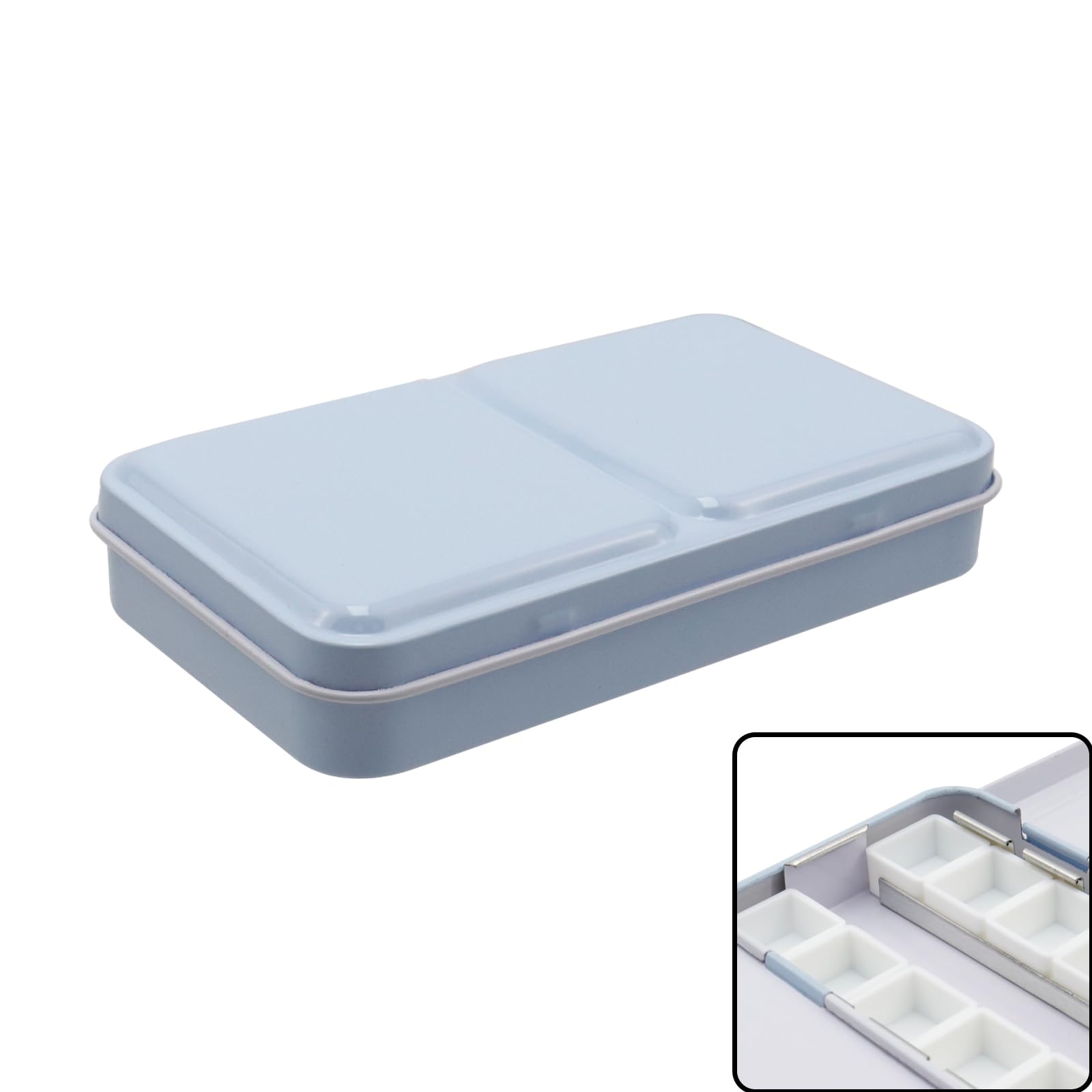 Bitray Paleta de acuarela vacía pequeña paleta de metal con paleta plegable y 16 medias sartenes desmontables para manualidades, viajes, acuarela, gouache y pintura al óleo