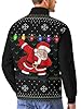Christmas Sweatshirts for Men Fashion Xmas Graphic Print Long Sleeve Sweatshirt Stand Collar Button Slim Pullover Tops #2