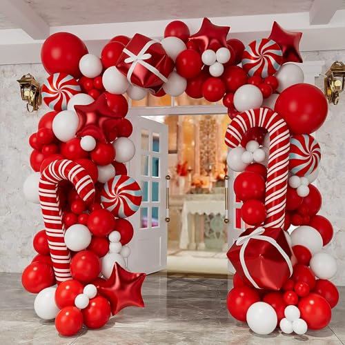 Arche en ballons de Noël rouge blanc : le kit complet pour un décor réussi sans effort
