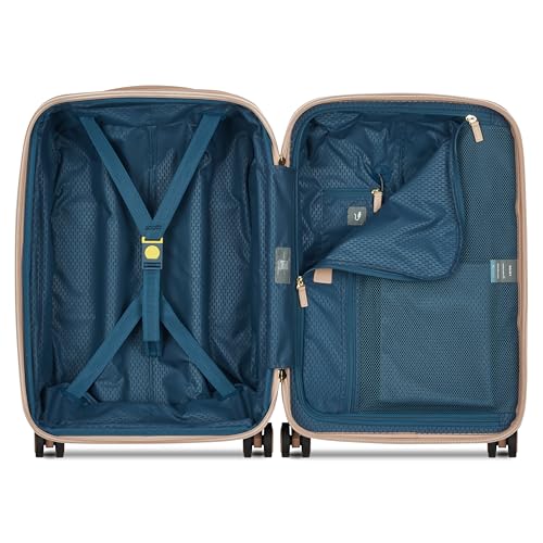 Image of DELSEY PARIS Chatelet Air 2.0 Checked Suitcase 28 Inch Large, Hardside Polycarbonate Luggage, Dual-Density Spinner Wheels, TSA Lock, Beige Rose