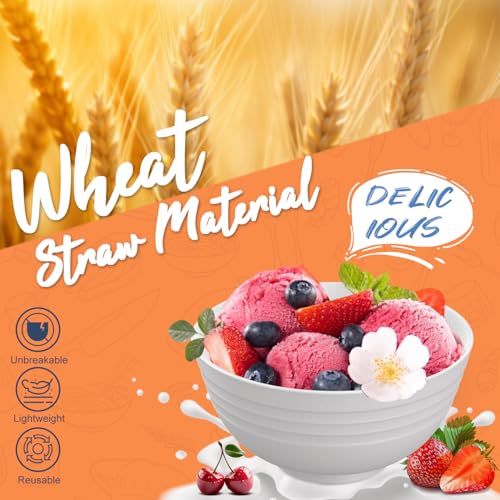 Image of Wheat Straw Dinnerware Sets Service for 4, Unbreakable Kids Plates and Bowls Set 20 PCS, Microwave & Dishwasher Safe Dishes Set for Dinner, Kitchen, Camping, PV, Dorm - White