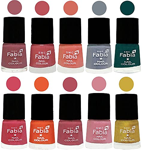Image of ALL IN ONE (PACK OF 10), Long Lasting Glossy Nail Polish, 6 ml Each, All Vibrant Colours,01999