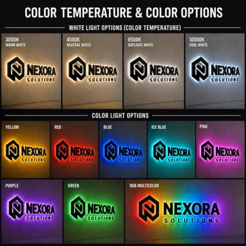 Image of Custom 3D Backlit Letters Business Sign, Personalized Reverse Channel Signs | Custom Illuminated Business Logo Sign for Wall, Company Storefront Home Office Salon Cafe Studio