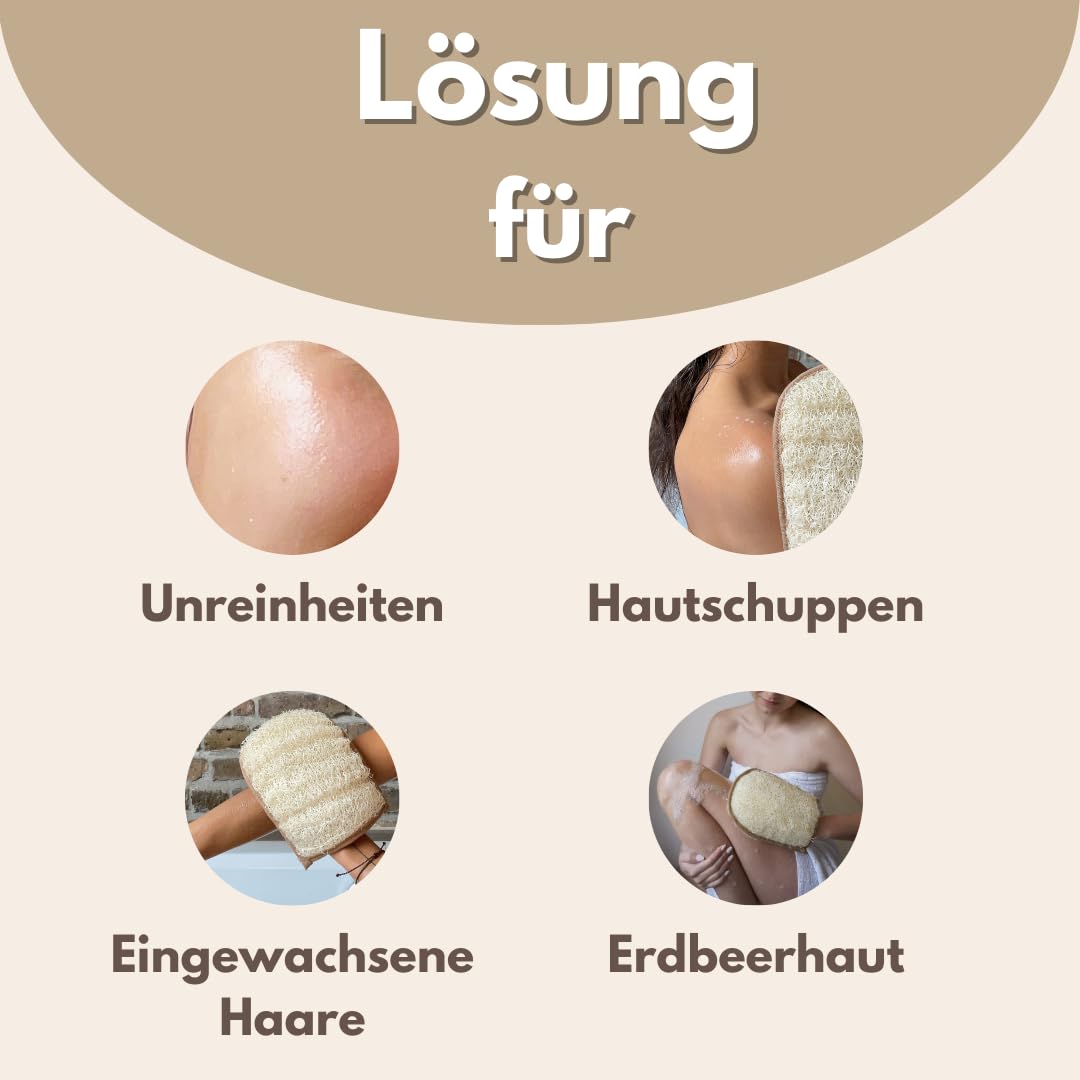 Loofahcrafts Peelinghandschuh natürlicher ägyptischer Luffa-Schwamm Luffa Waschhandschuh Badeschwamm Peelingschwamm Luffah exfoliating gloves Body Scrubber Dusch Fluff Duschschwamm Körper