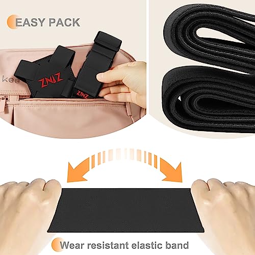 Image of 2-Pack Elastic Luggage Straps with Suitcase Bungee, Adjustable Bag Belt Travel Accessories -Black /Red