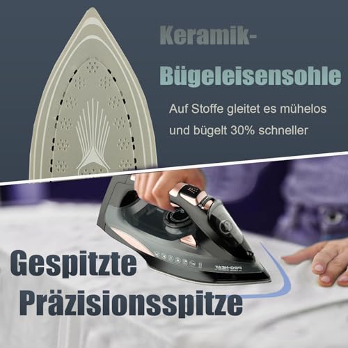 Bügeleisen Dampfbügeleisen Keramikfuß 2400W Calc-Clean-Funktion | hohe Dampfleistung | Dampfstöße, Keramiksohlen zum Bügeln | Selbstreinigung | Effective Dampfbügeleisen