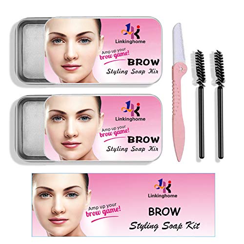 2 Pack Eyebrow Soap Kit, Brows Styling Soap, Brows Setting Gel Long Lasting Waterproof Eyebrow Styling, Transparent Eyebrow Wax 3D Wild Brows Makeup Balm