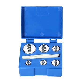 Anself 6 Pcs Weight 5 g 10 g 2x20 g 50 g 100 g Precision Calibration Weights Kit Set Total 200 g with Tweezer for Balance Scale