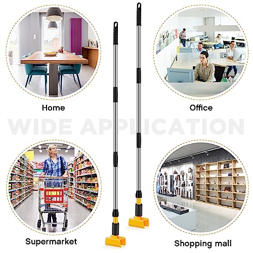 Image of Thyle 6 Pack Stainless Steel Commercial Mop Handle for Floor Cleaning, 3 Section Replaceable Mop Stick Replacement with Jaw Clamp, Heavy Duty Replacement Pole for Home Garage Office, 55 Inch