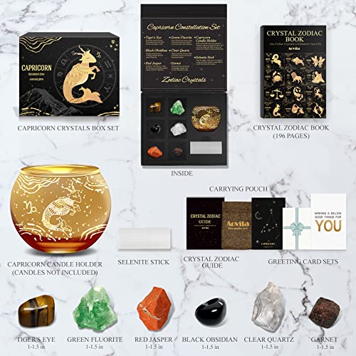 Image of Aovila Capricorn Birthday Gifts for Women - Capricorn Candle Holder Crystals Birthstones Gifts Box Set - Zodiac Gifts Astrology Horoscope Gifts Birthday Gifts for Her Mother Sister Best Friends
