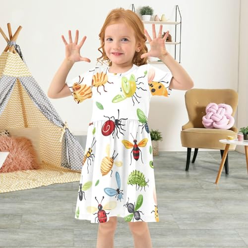 Boccsty Insects Bugs Beetle Dragonfly Baby Girls Dress Kids Toddler Sundress Party Summer Dresses 2T4
