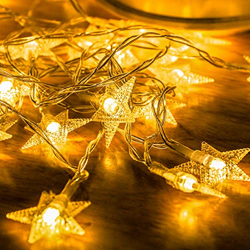 Star Lights Star String Lights Battery Operated, 20Ft 40 Led Star Fairy Lights String Cute Christmas Twinkle Lights Indoor Outdoor For Bedroom Home Canopy Wedding Party Xmas Tree Decoration Warm White #TOP7