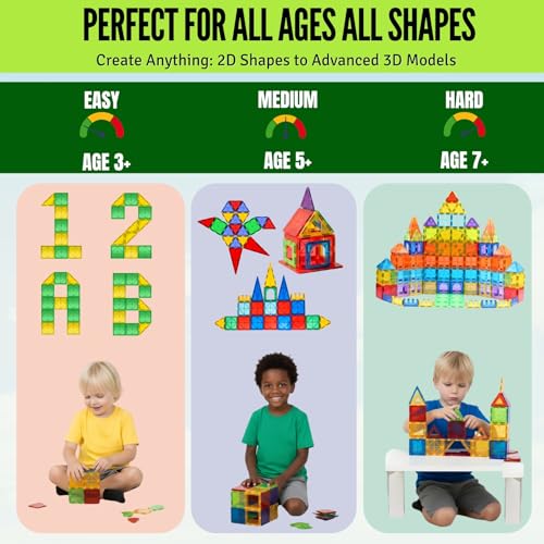 Image of Magnet Tiles for Kids 136 PCS with 2 Cars Bases, STEM Magnetic Tiles for Toddlers, Educational Learning Toys for Ages 3-12, Magnetic Building Tiles for Preschool, Creative Play Set for Kids
