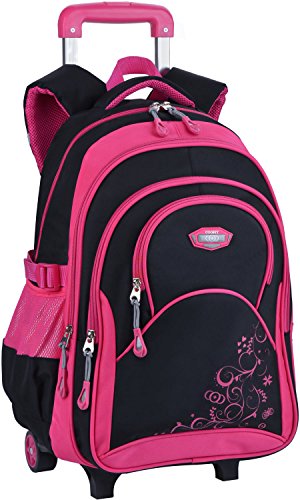 Rolling Backpack for Girls, COOFIT Kids Backpack Wheeled School Backpack Roller Backpack