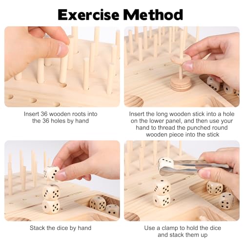 Wooden Pegboard for Finger Dexterity, 36-Hole Wooden Hand Therapy Peg Board with Finger Exercise Tools, Occupational Therapy Toys for Adults to Improve Fine Motor Skills and Hand-Eye Coordination - Image 4