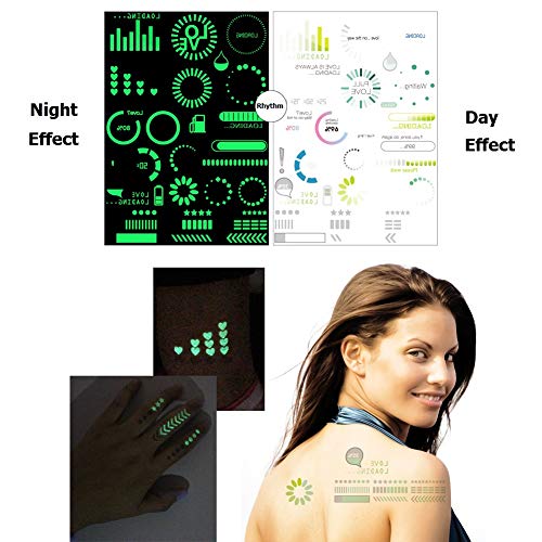 Fanoshon Glow In The Dark Butterfly Moon Star Temporary Tattoo For Teens Girls Women, 5 Sheets Fake Large Luminous Body Stickers For Face Arm Back Chest Leg Shoulder Waterproof, Birthday Party Favors #TOP4