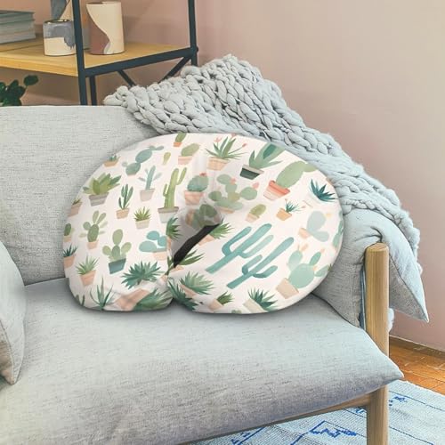 Image of Cactus Pattern Pillow Cover for Infant Snug Stain Resistant Neutral Breastfeeding Pillow Cover Easy to Clean Soft Custom Gifts for Toddler Infant