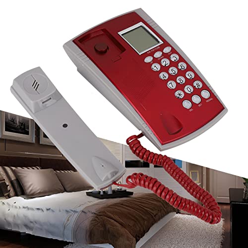 Téléphone fixe rouge à cordon rétractable pour bureau et maison chic